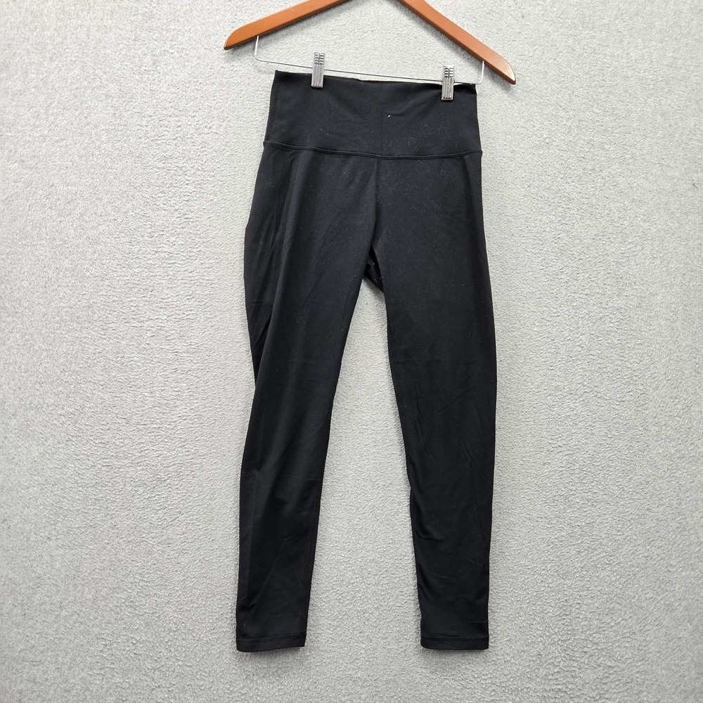 E C H T Women Activewear Pants S Black Legging Cropped Scrunch Logo 23" Inseam
